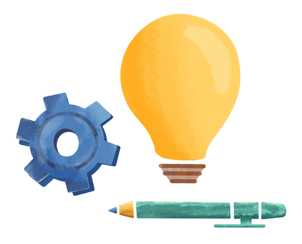 resources lightbulb,pen,gear